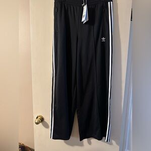 NWT Adidas Black and White Track pants with Classic Stripes